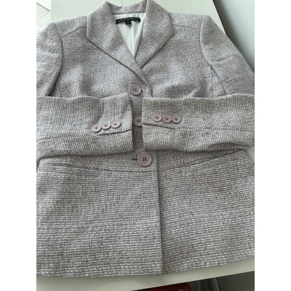 Lafayette 148 New York Tweed Blazer Jacket Lavender White Size 2 Tailored - Picture 8 of 16